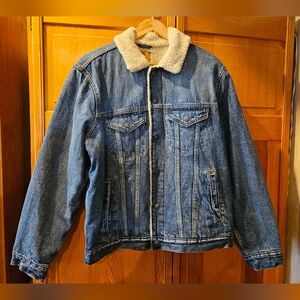 Mens Denim Sherpa-Lined Jacket